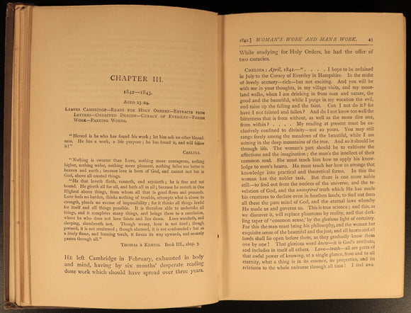 1891 Charles Kingsley Letters & Life British Religious History & Biography Books
