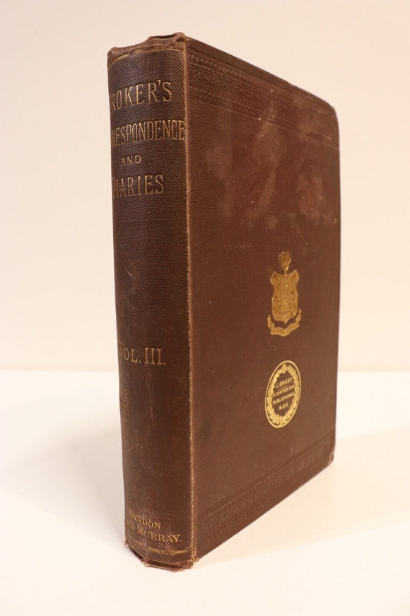 1884 The Croker Papers by L. J. Jennings Antique British History Book
