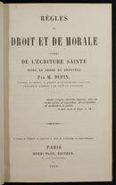 1858 Règles de Droit et de Morale by M. Dupin Antiquarian French Theology Book-2