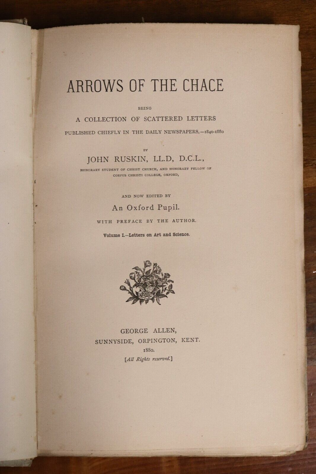 1880 Arrows Of The Chase: Letters of John Ruskin Antique British History Book - 0