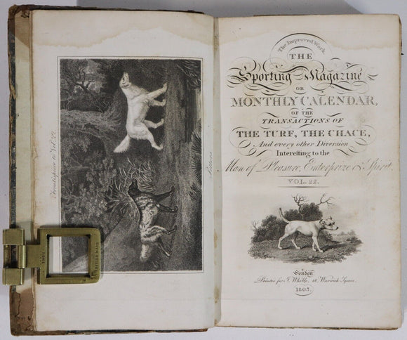 1803 The Sporting Magazine: Monthly Calendar Antique British Sport History Book