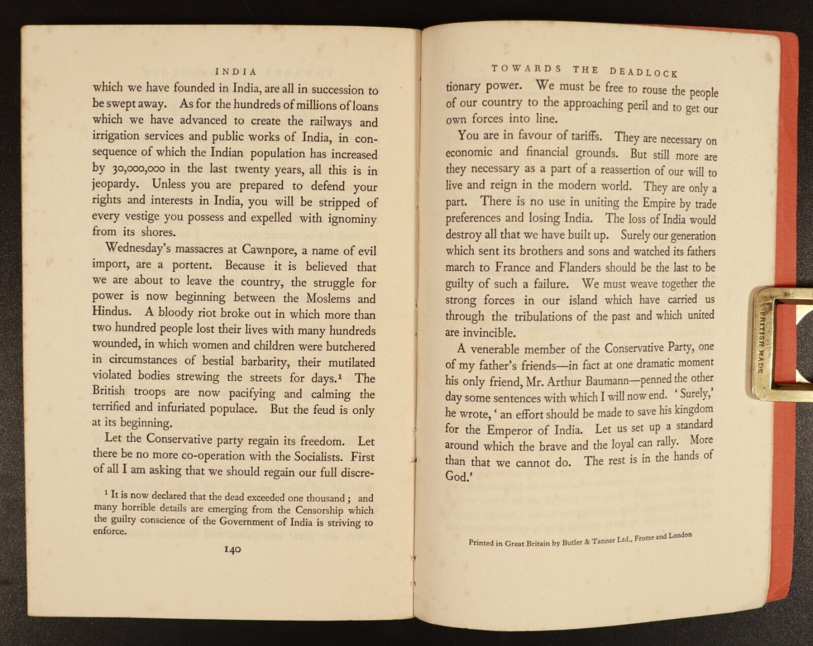 1931 India: Speeches & Introduction by Winston Churchill Antique History Book