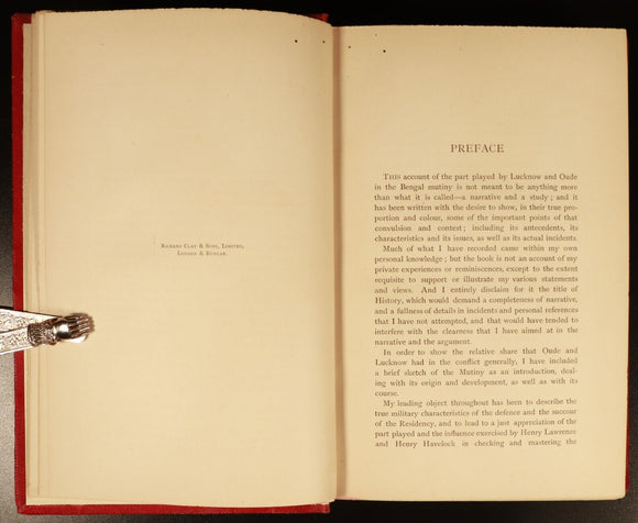1895 Lucknow & Oude In The Mutiny by M. Innes Antique British Military Book Maps