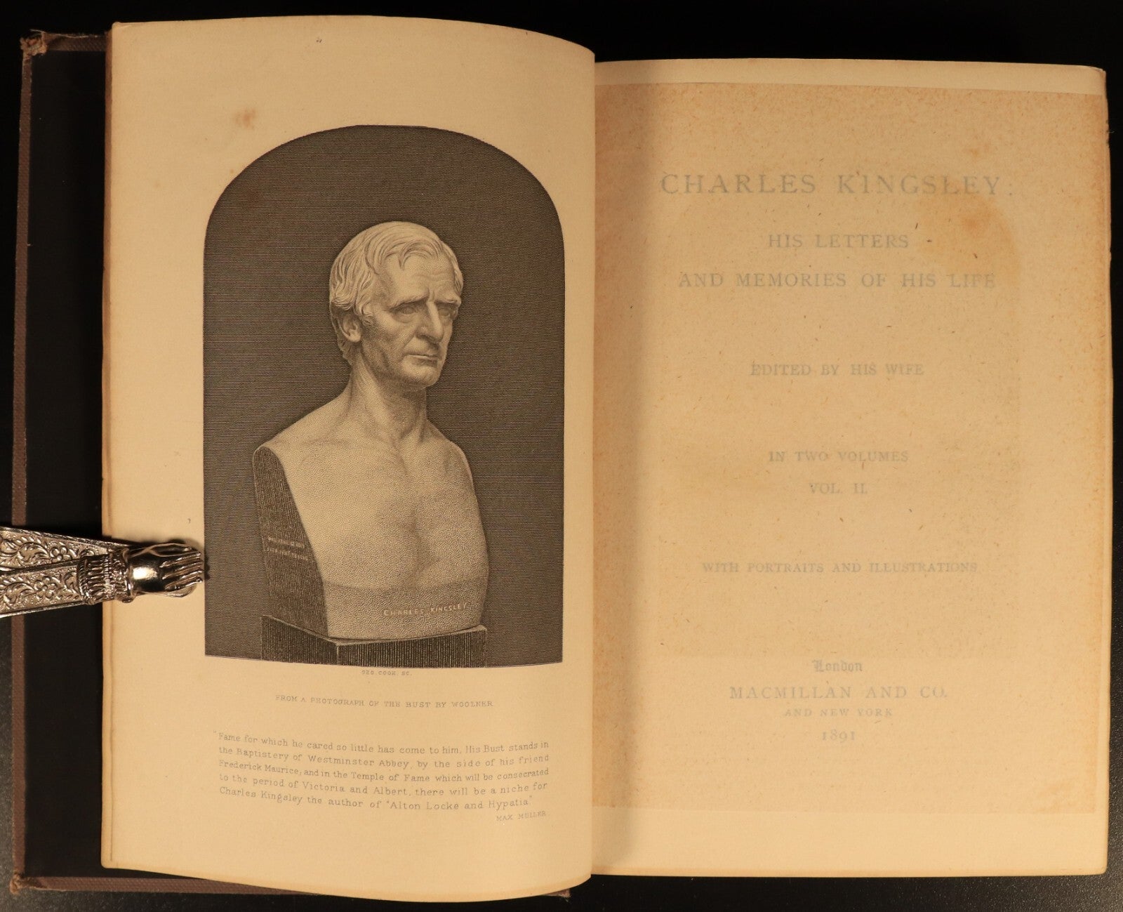 1891 Charles Kingsley Letters & Life British Religious History & Biography Books