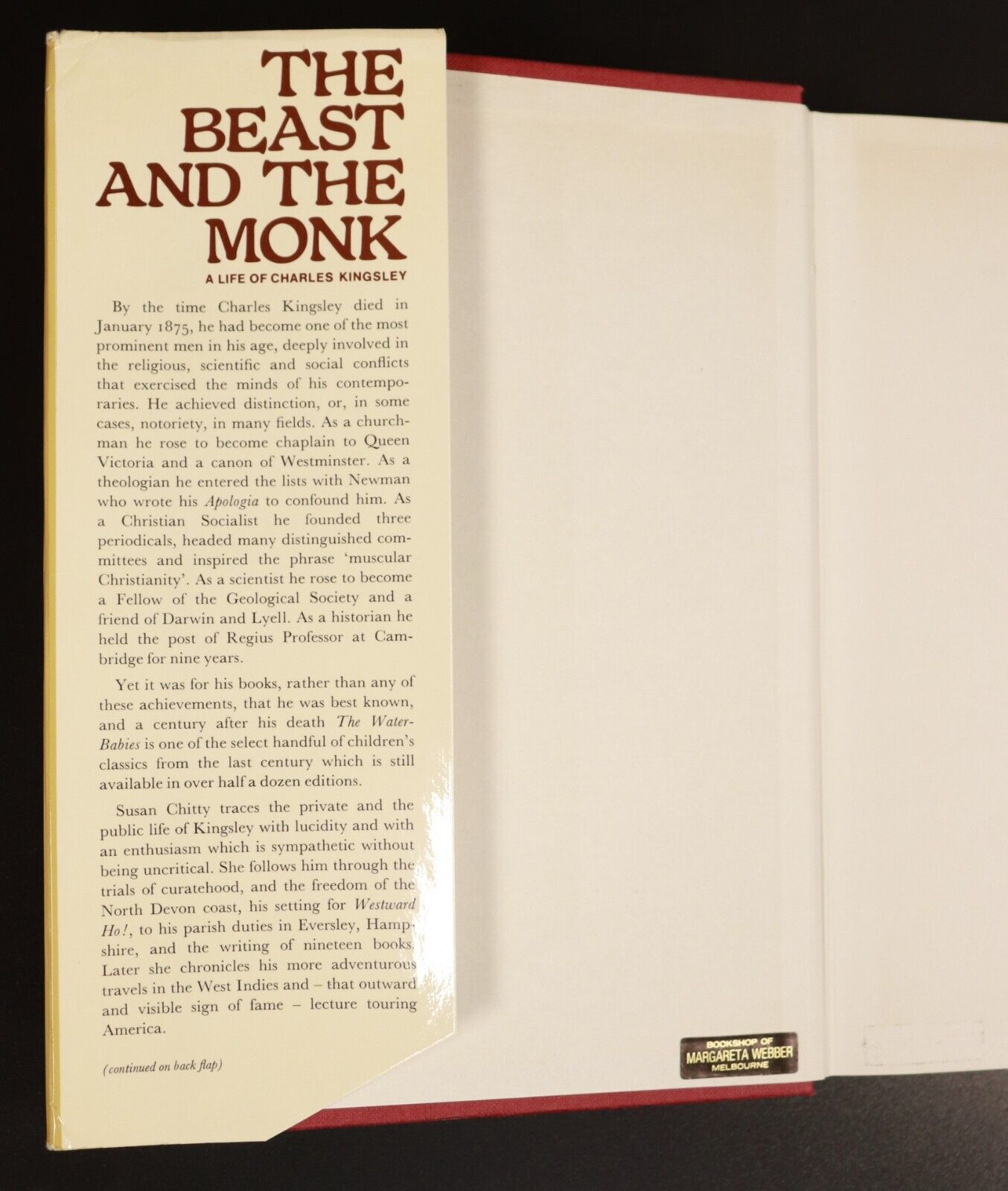 1974 The Beast & The Monk Charles Kingsley Religious History Reference Book - 0