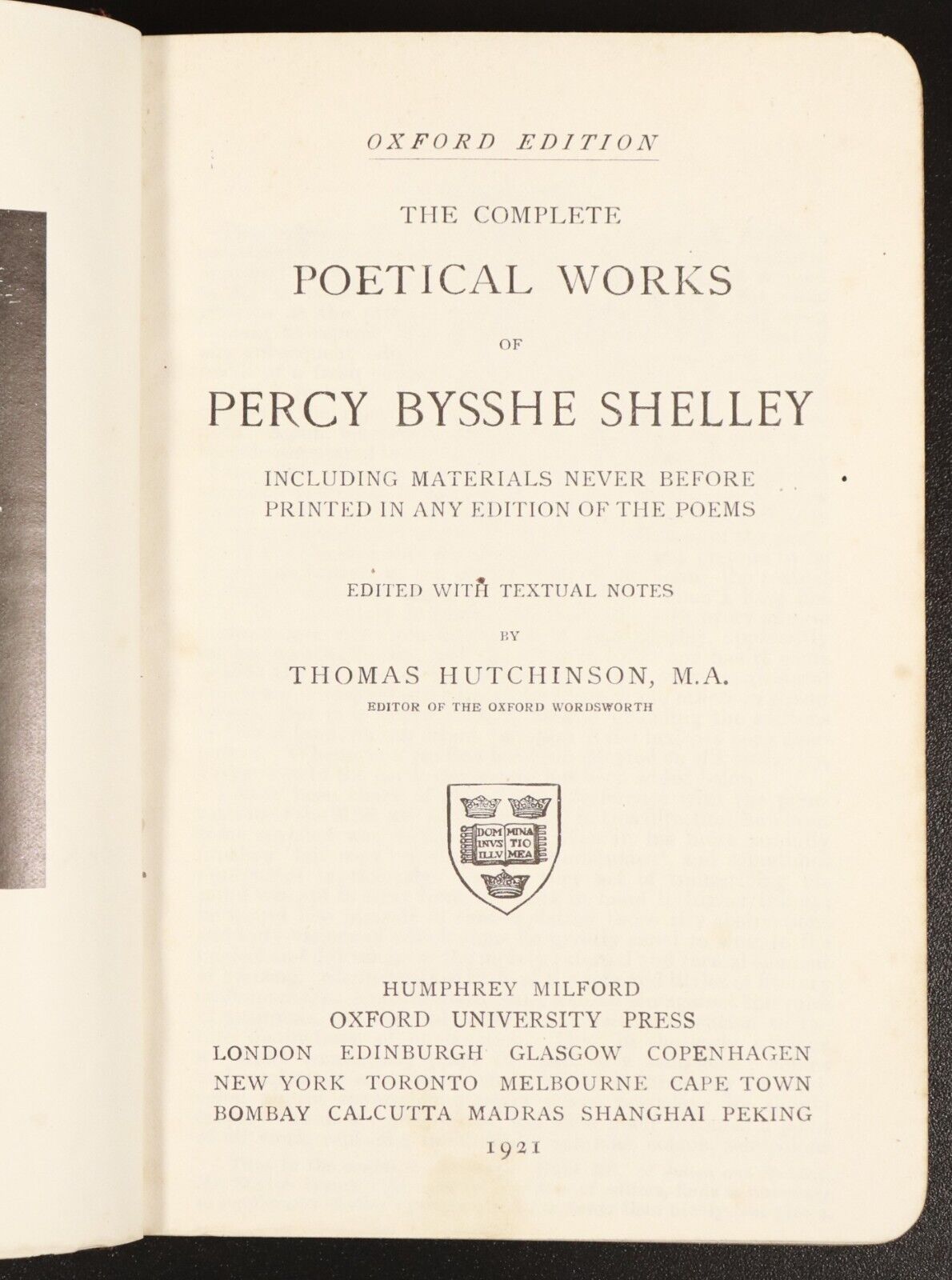 1921 The Poetical Works Of Percy Bysshe Shelley Antique Poetry Book Oxford Ed.