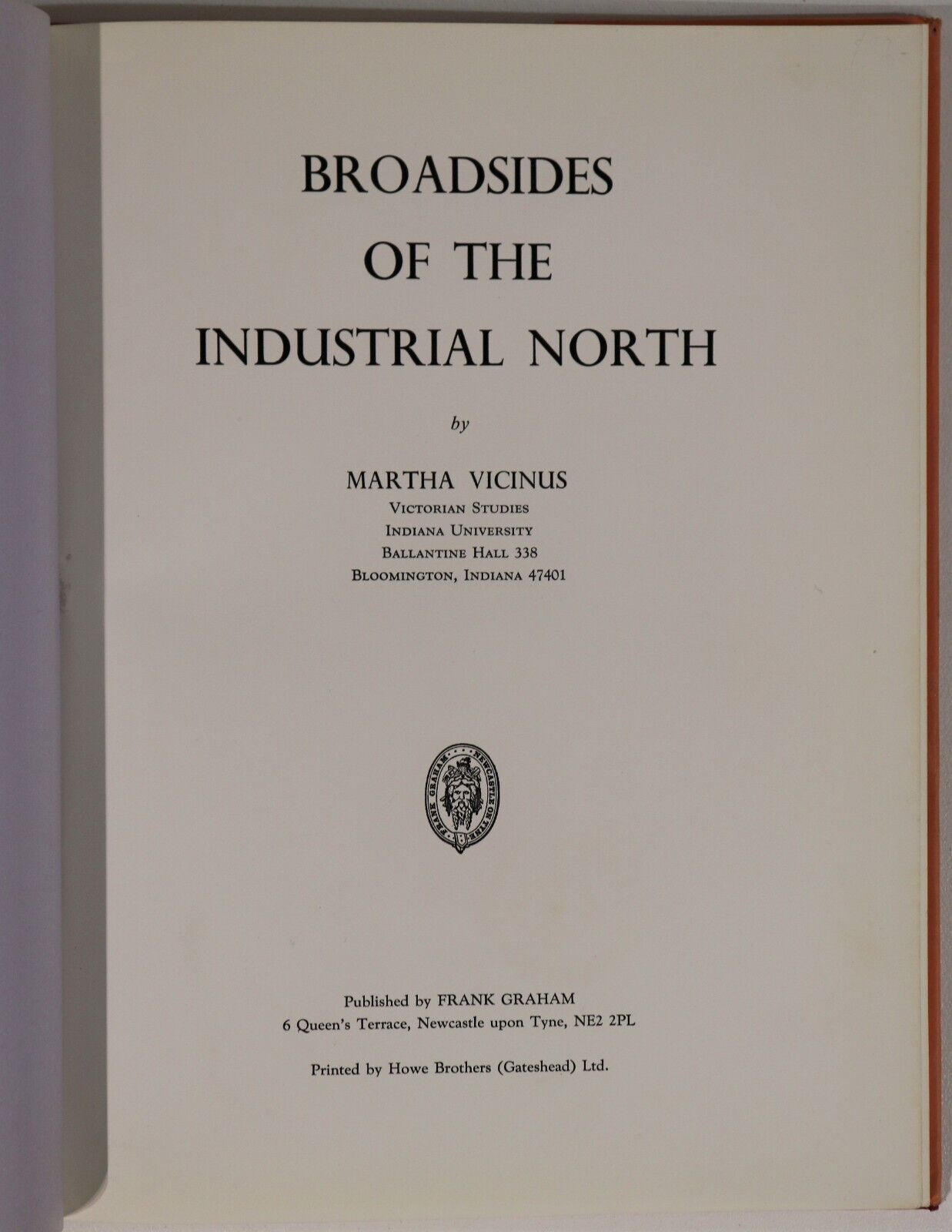 1975 Broadsides Of The Industrial North by M. Vicinus British History Book