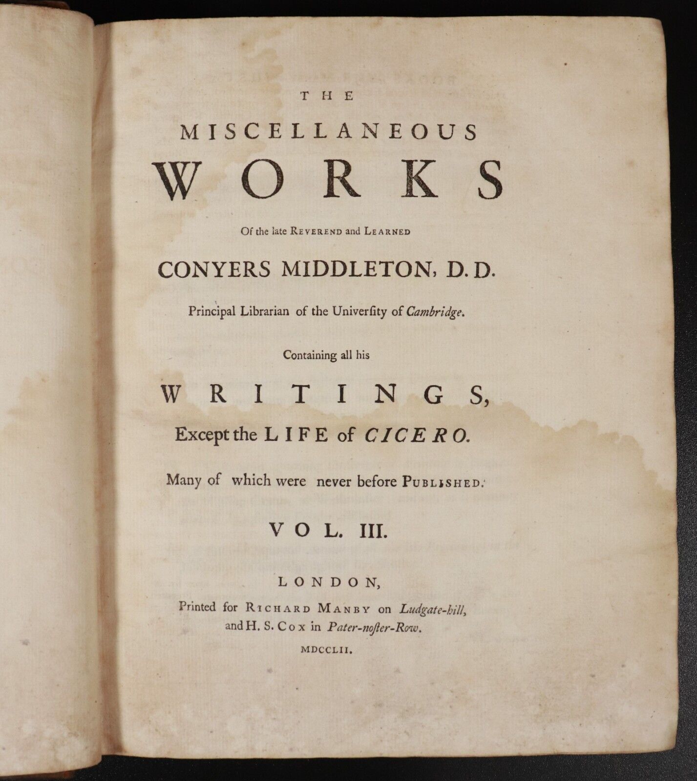 1752 4vol Works Of Conyers Middleton Antiquarian British History Books 1st Ed