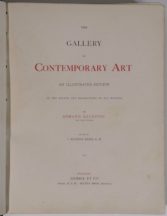 c1885 Gallery Of Contemporary Art by A Silvestre Antique Art Engravings Book
