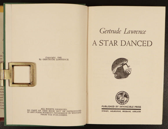 1945 A Star Danced - Gertrude Lawrence Antique Autobiography Book London Musical