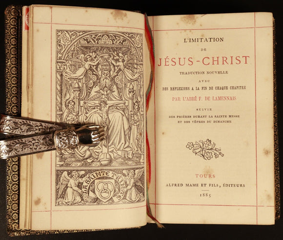 L'Imitation De Jesus Christ par De Lamennais 1885 Antique French Theology Book