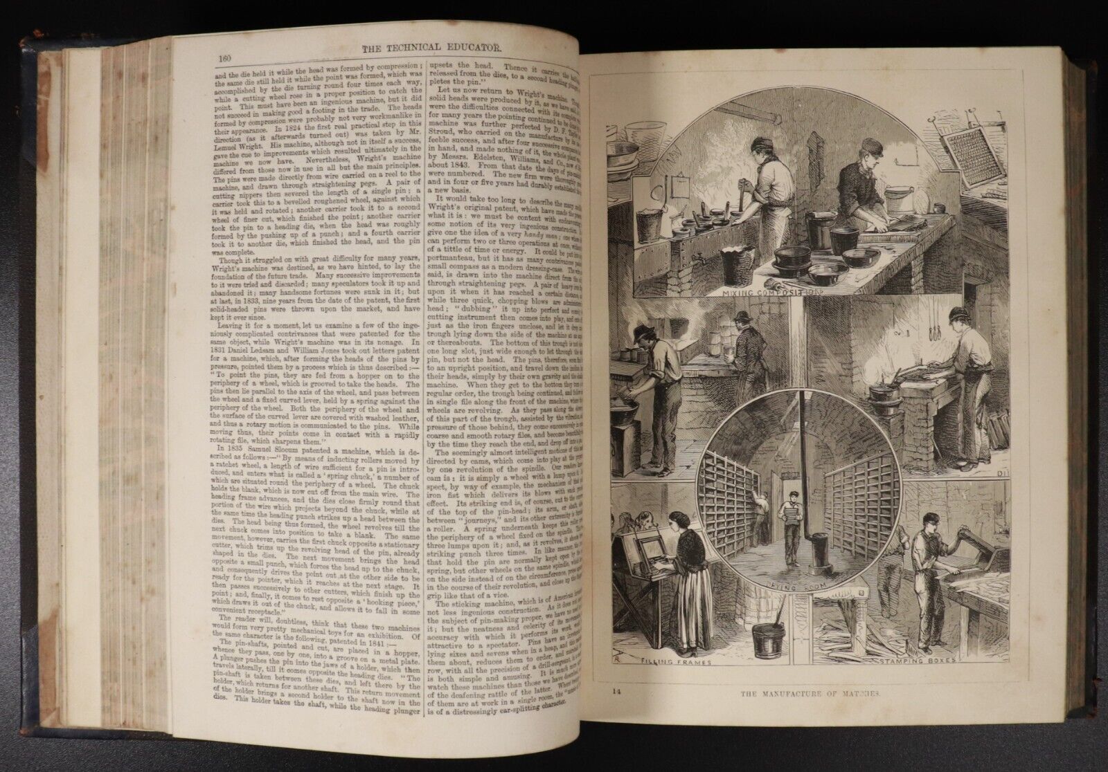 1872 2vol The Technical Educator Antique General Reference Book Set Illustrated