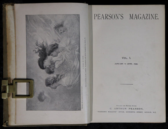 1896 Pearson's Magazine: Rudyard Kipling Antique British History & Fiction Book