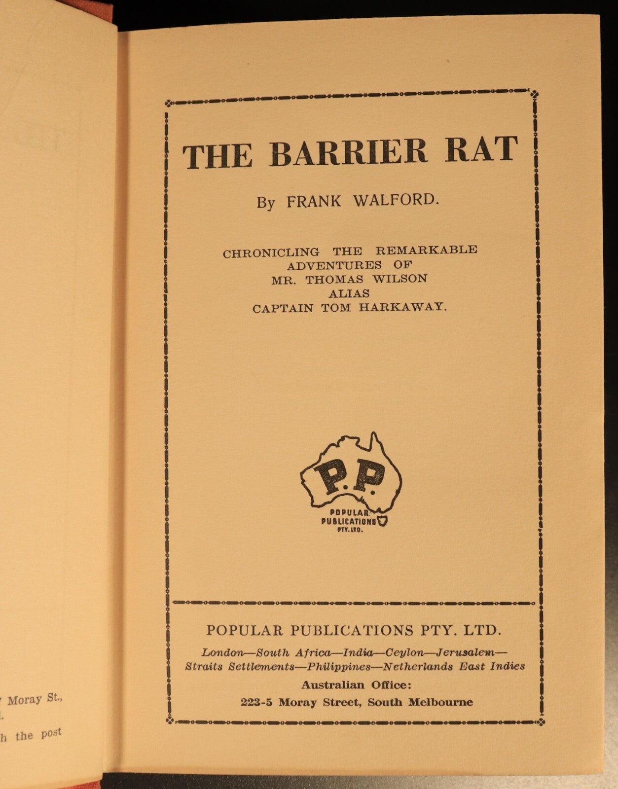1943 The Barrier Rat by Frank Walford Vintage Australian Fiction Book w/DJ