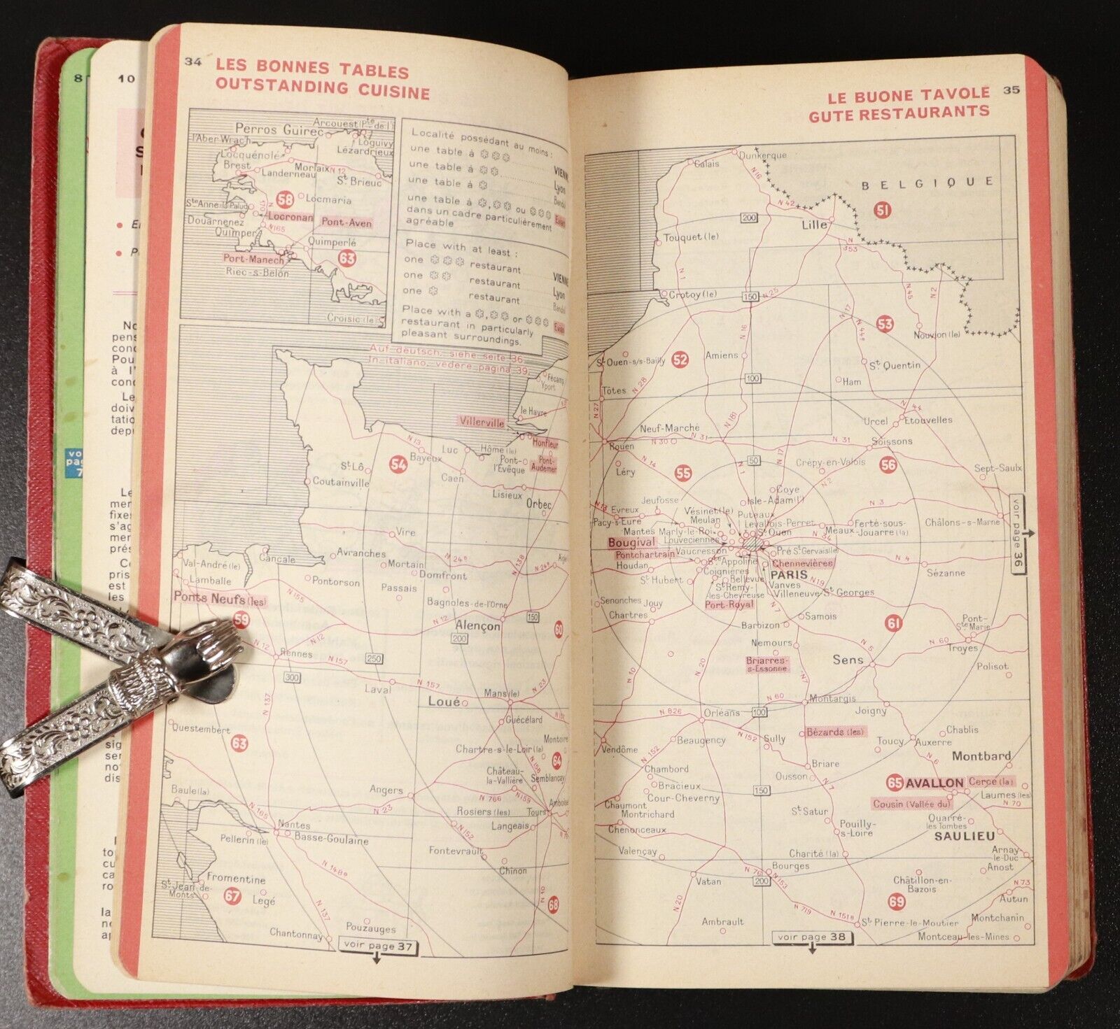 1958 Michelin Guide To France For 1958 Antique Michelin Travel Guide Book w/Maps