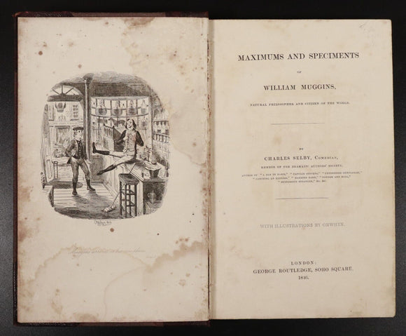 1846 Maximums & Speciments Of William Muggins Antique British Comedy Book