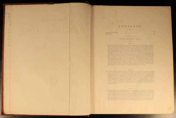 c1880 Milton's Paradise Lost: Gustave Dore Antiquarian Book Engravings In Red