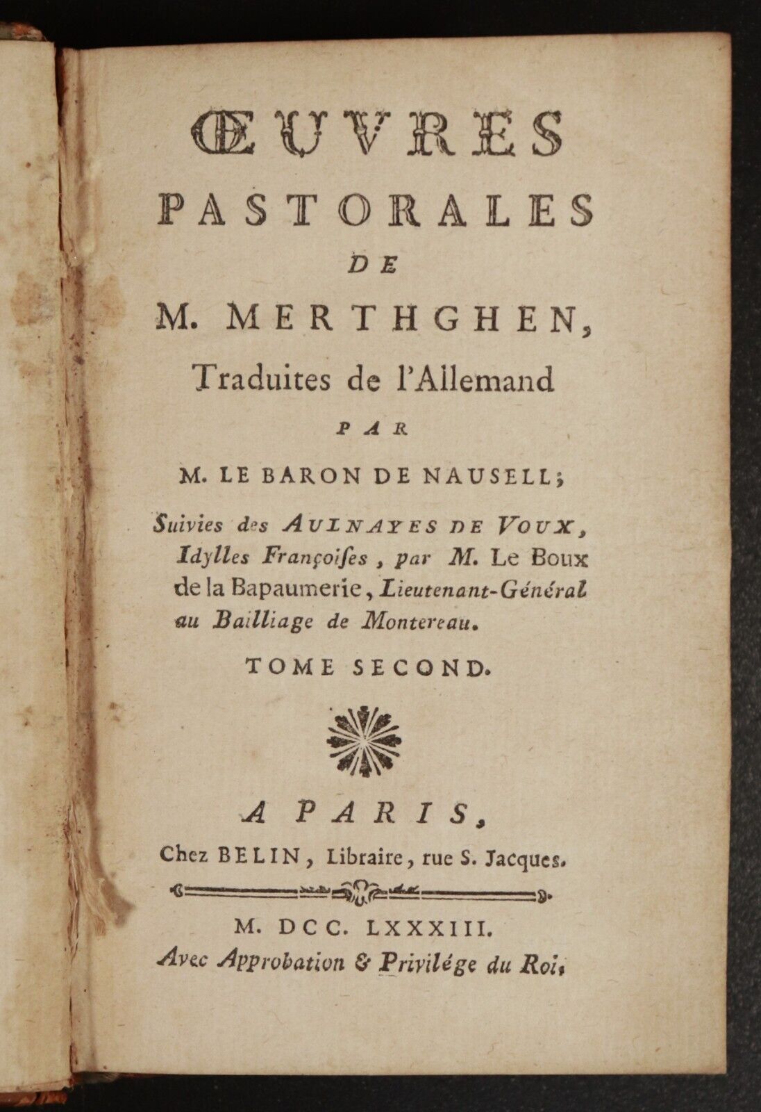 1783 Oeuvres Pastorales De M Merthghen French Antique Religious Theology Book