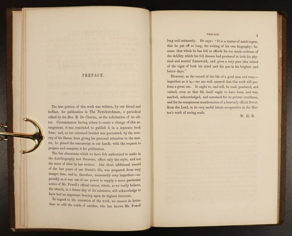 1856 Autobiography Of The Rev. David Powell Antiquarian Religious History Book