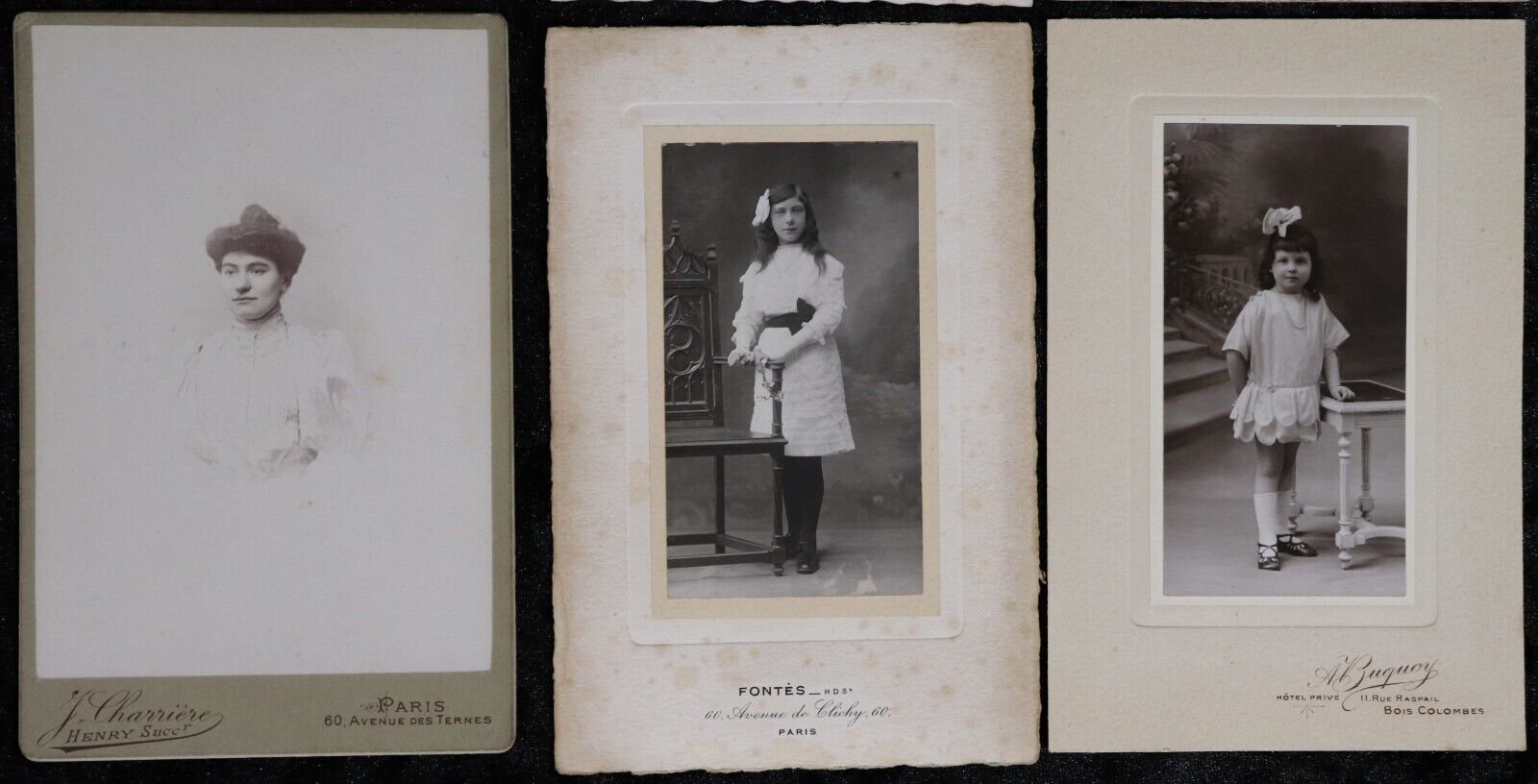 Collection of 6 Victorian Era French Studio Portrait Photographs