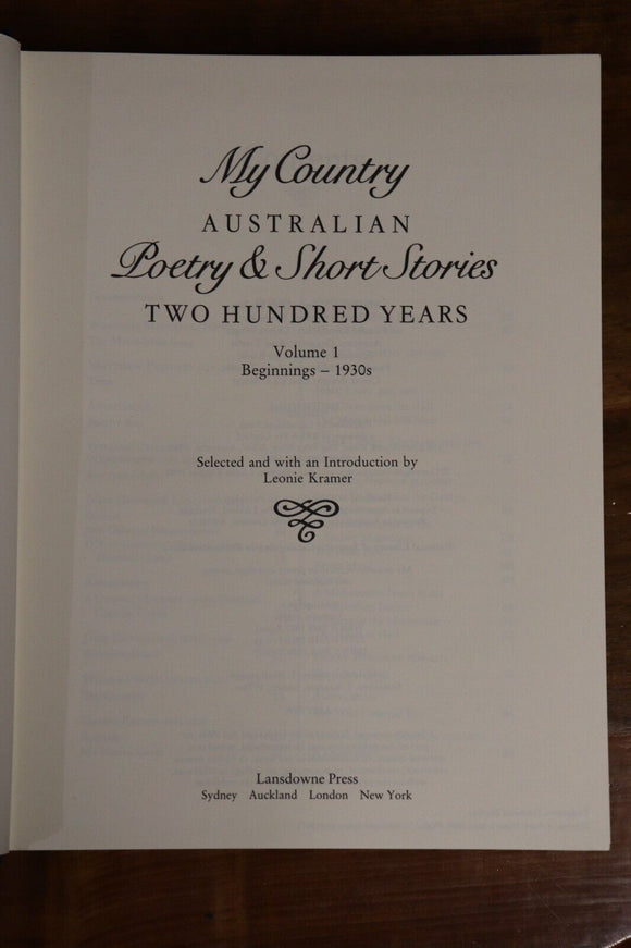 1985 2vol My Country: Australian Poetry & Short Stories Literature Book Set