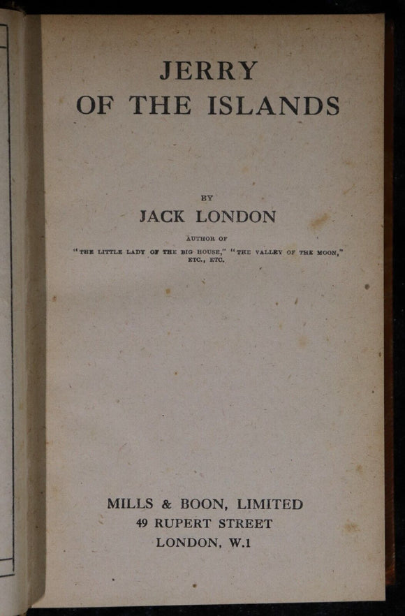 1917 Jerry Of The Islands & Michael by Jack London Antique American Fiction Book