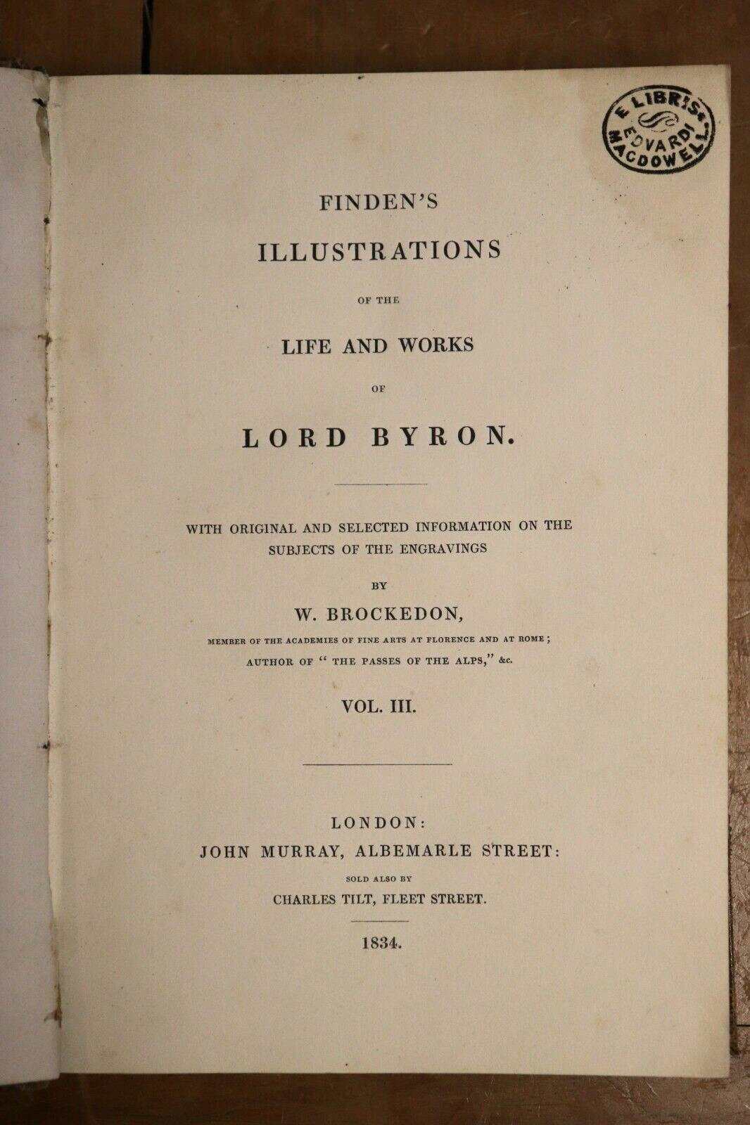 c1833 Finden's Illustrations Life & Work Of Lord Byron Antique History Books