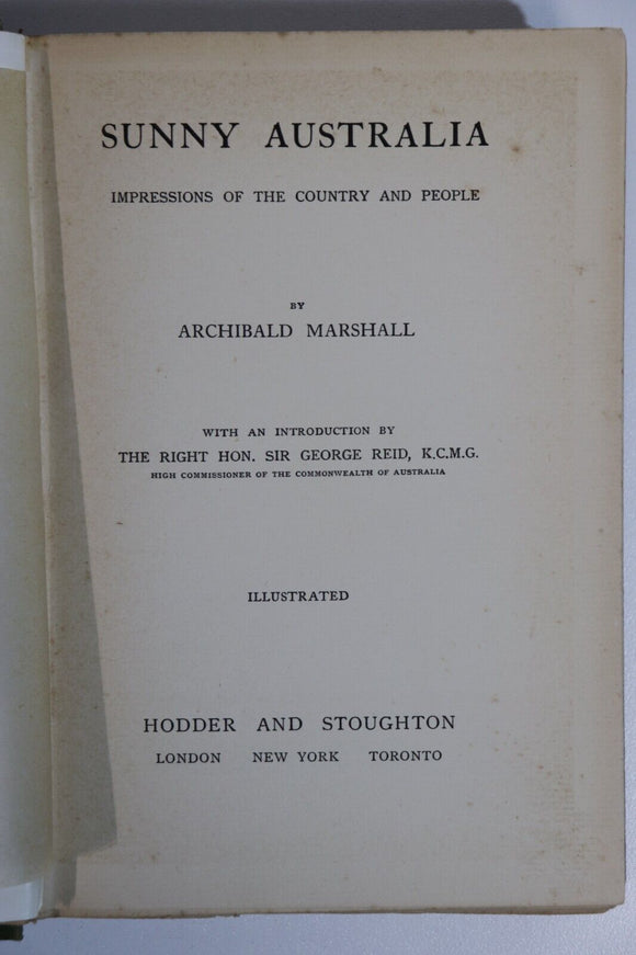 1911 Sunny Australia by Archibald Marshall Antique Australian History Book