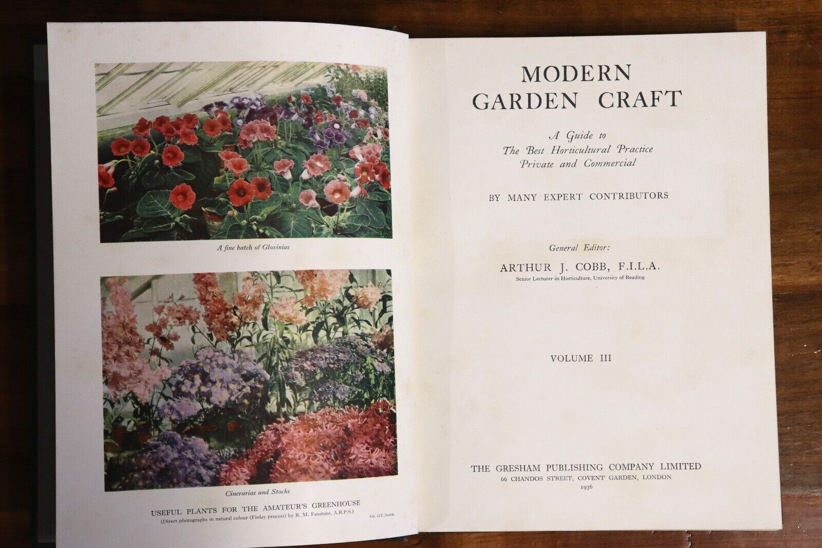 1936 3vol Modern Garden Craft by AJ Cobb Antique Gardening Reference Book Set