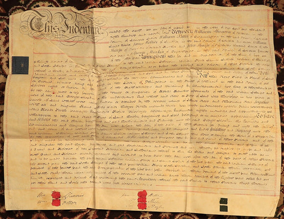 1824 Indenture Conveyance English Legal Document Manuscript Vellum Lease