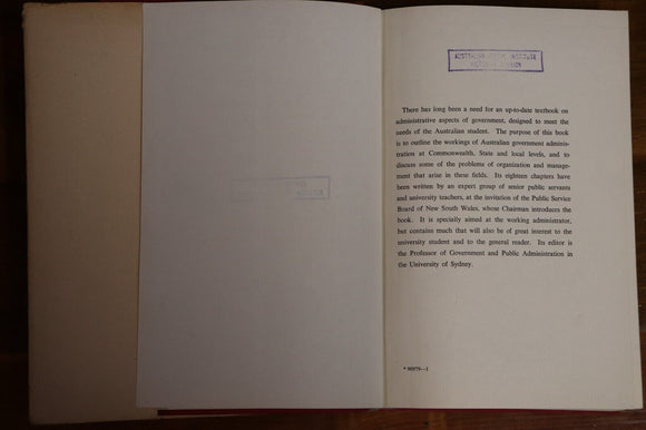 c1959 Public Administration In Australia Australian Government History Book