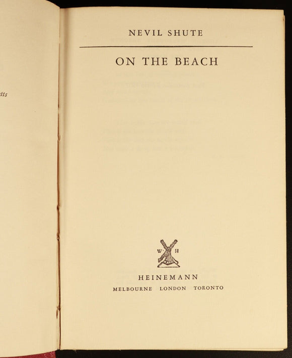 1957 On The Beach by Nevil Shute Vintage British Fiction Book 1st Aust. Edition