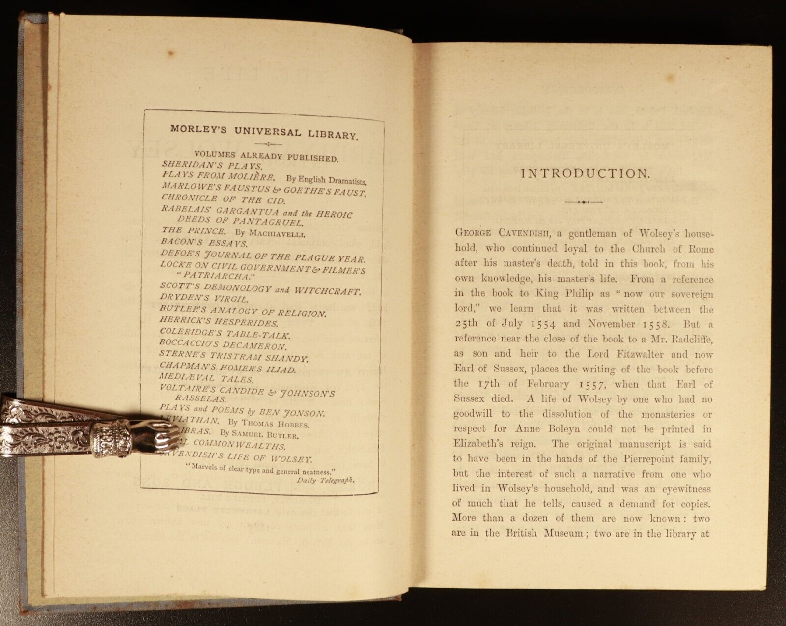 1885 Life Of Cardinal Wolsey G. Cavendish Antique Theology Book Morley's Library