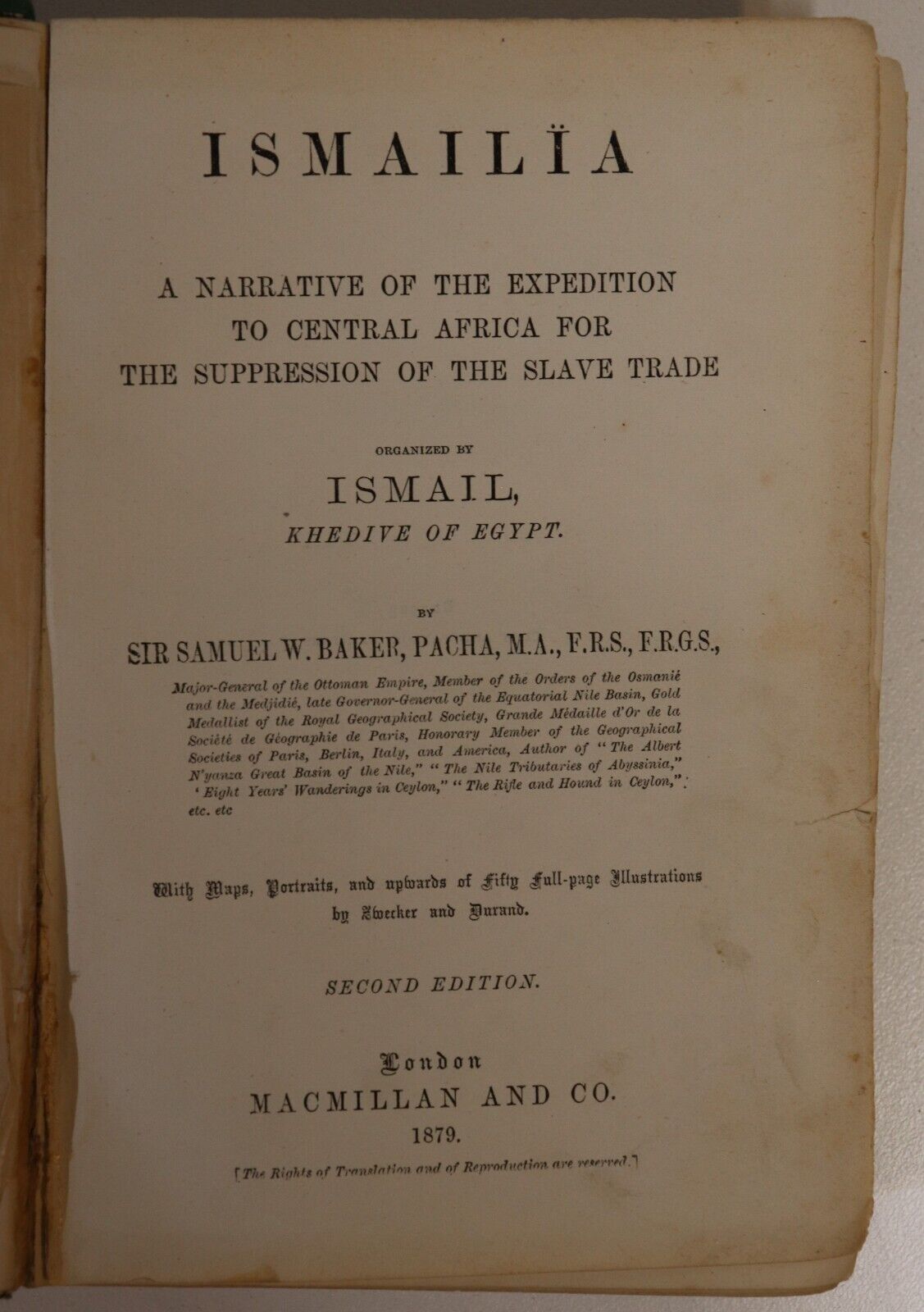 1879 Ismailia: Suppression Of The African Slave Trade by S.W. Baker Antique Book