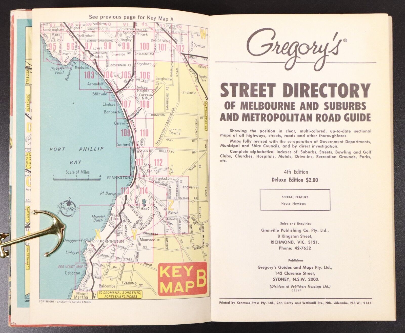 1969 Gregory's Street Directory Of Melbourne & Suburbs Vintage Maps Book 4th Ed