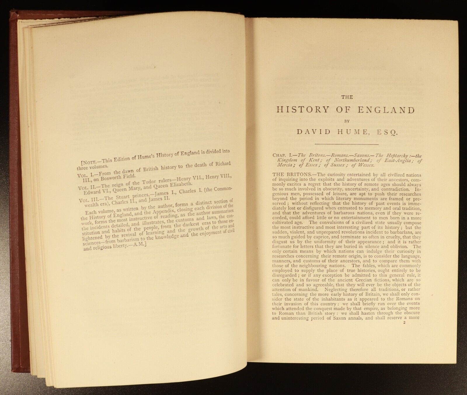 c1880 3vol The History Of England by David Hume Antique History Book Set