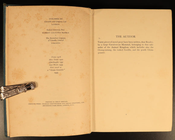 1933 All Trivia Afterthoughts by Logan Pearsall Smith Antique Literature Book