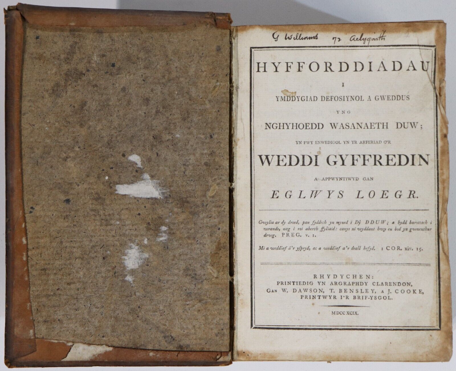 1799 Hyfforddiadaa Antiquarian Welsh Theology Book Church Of England Wales - 0