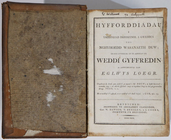 1799 Hyfforddiadaa Antiquarian Welsh Theology Book Church Of England Wales