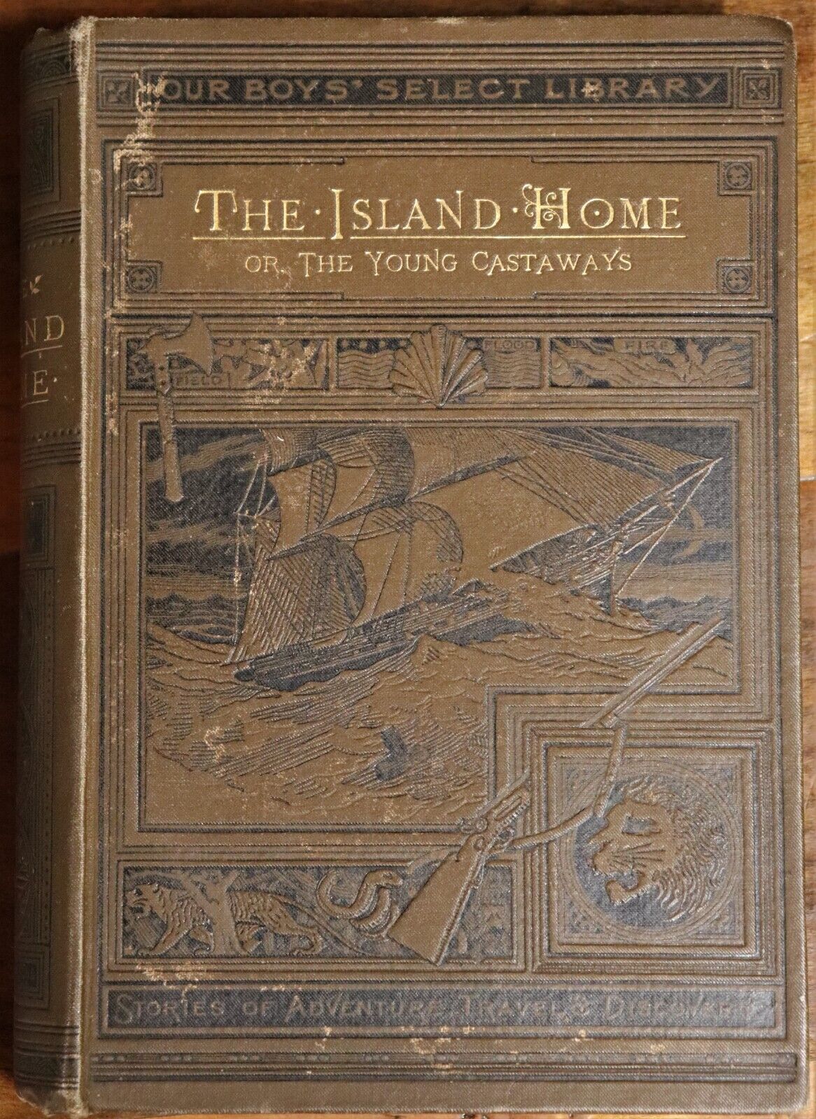 1889 The Island Home or The Young Castaways Antique Adventure Fiction Book