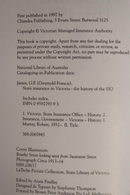 1997 History Of The SIO: Insurance In Victoria Australian History Book-3
