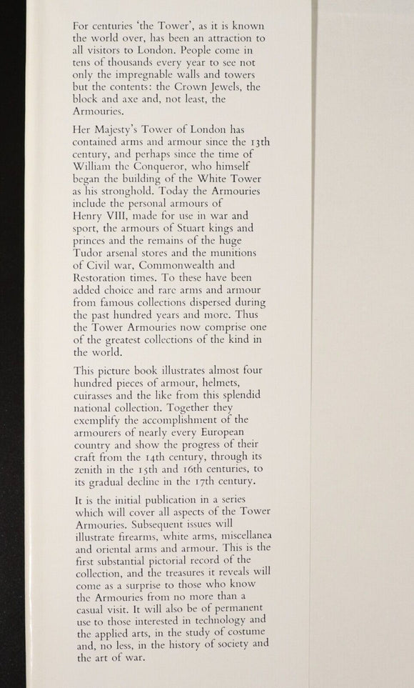 1968 European Armour In The Tower Of London 1st Edition Vintage Military Book