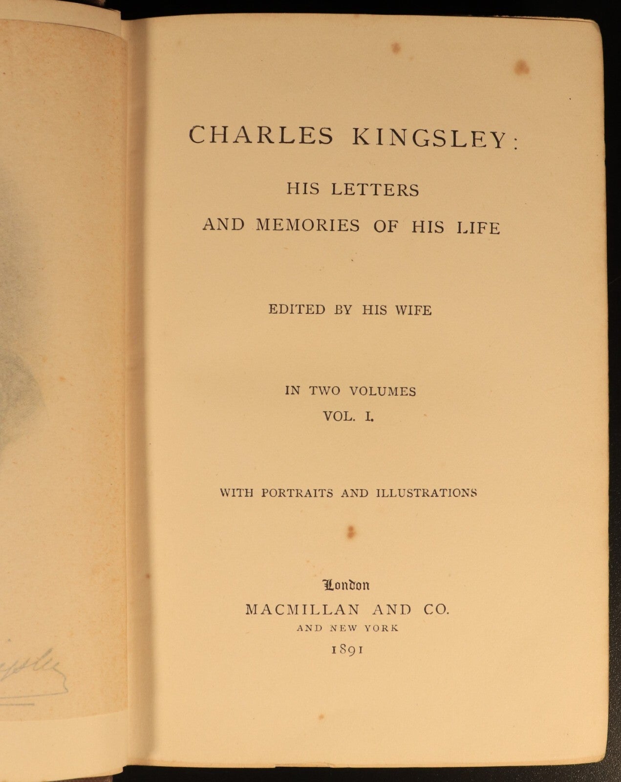 1891 Charles Kingsley Letters & Life British Religious History & Biography Books