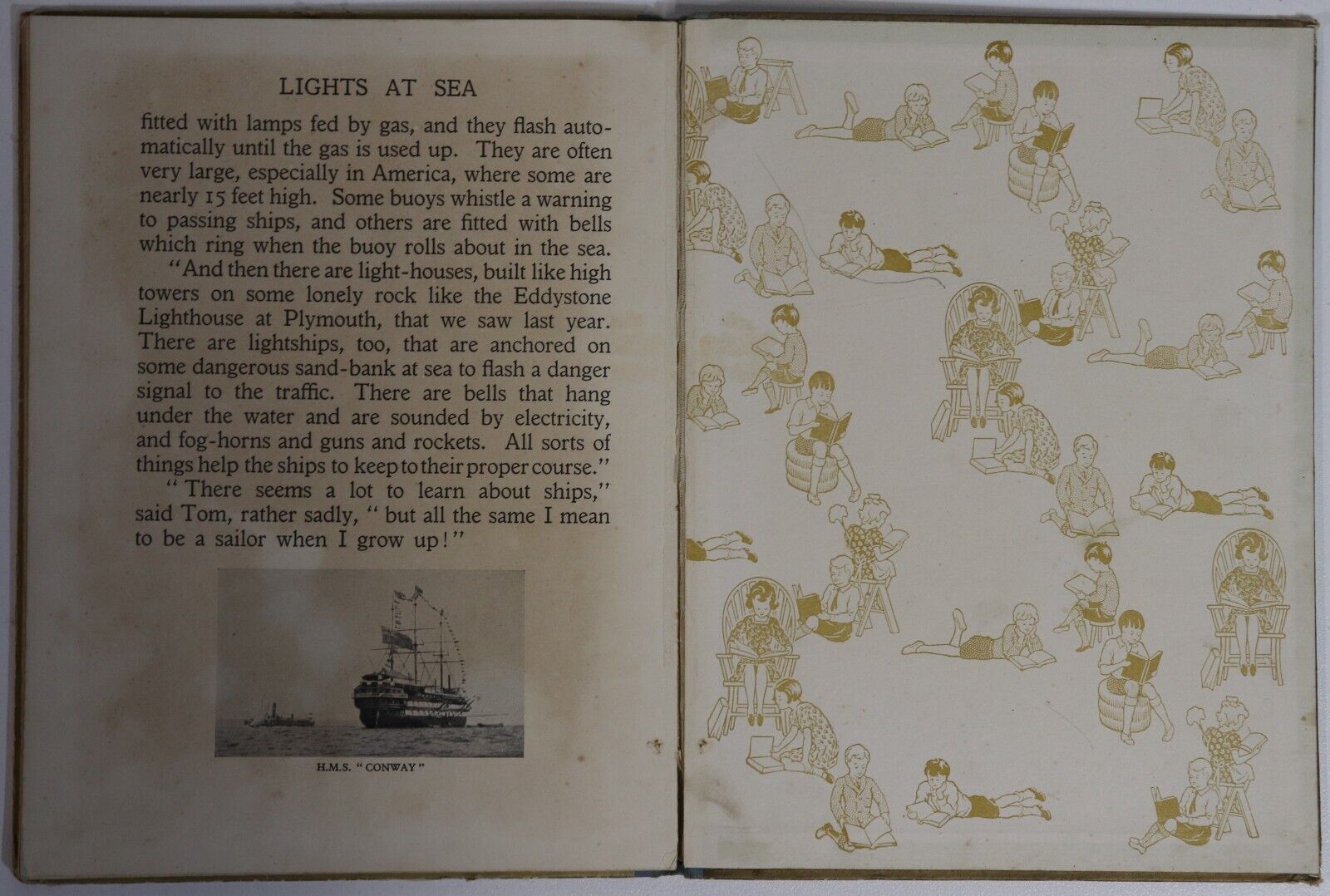 c1949 The Golden Picture Book Of Ships Antique Children's Maritime Book