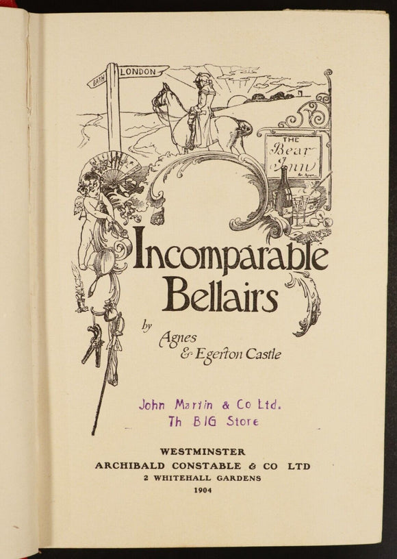 1904 Incomparable Bellairs by A&E Castle Antique Illustrated Irish Fiction Book