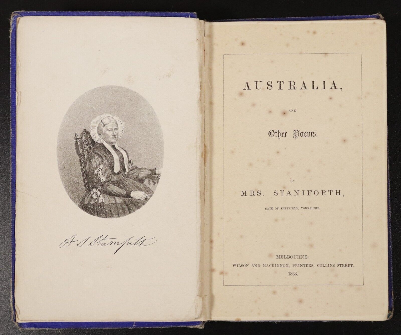 1863 Australia And Other Poems Mrs Staniforth Antiquarian Australian Poetry Book