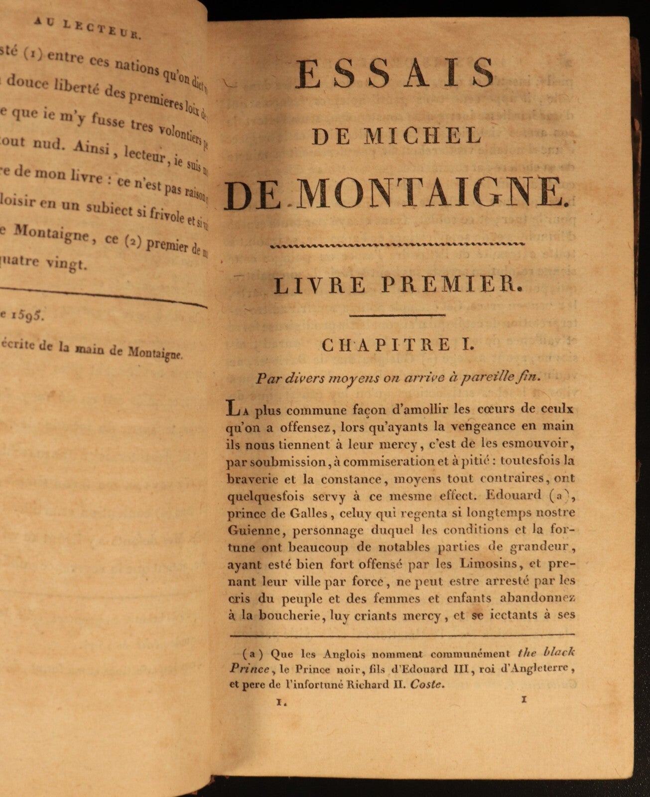 1802 Essais De Michel De Montaigne Antiquarian French Literature Book Vol 1