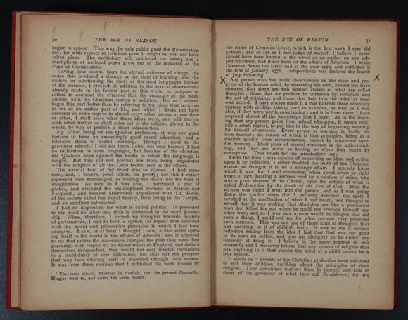 1912 The Age Of Reason by Thomas Paine Antique British Political Philosophy Book