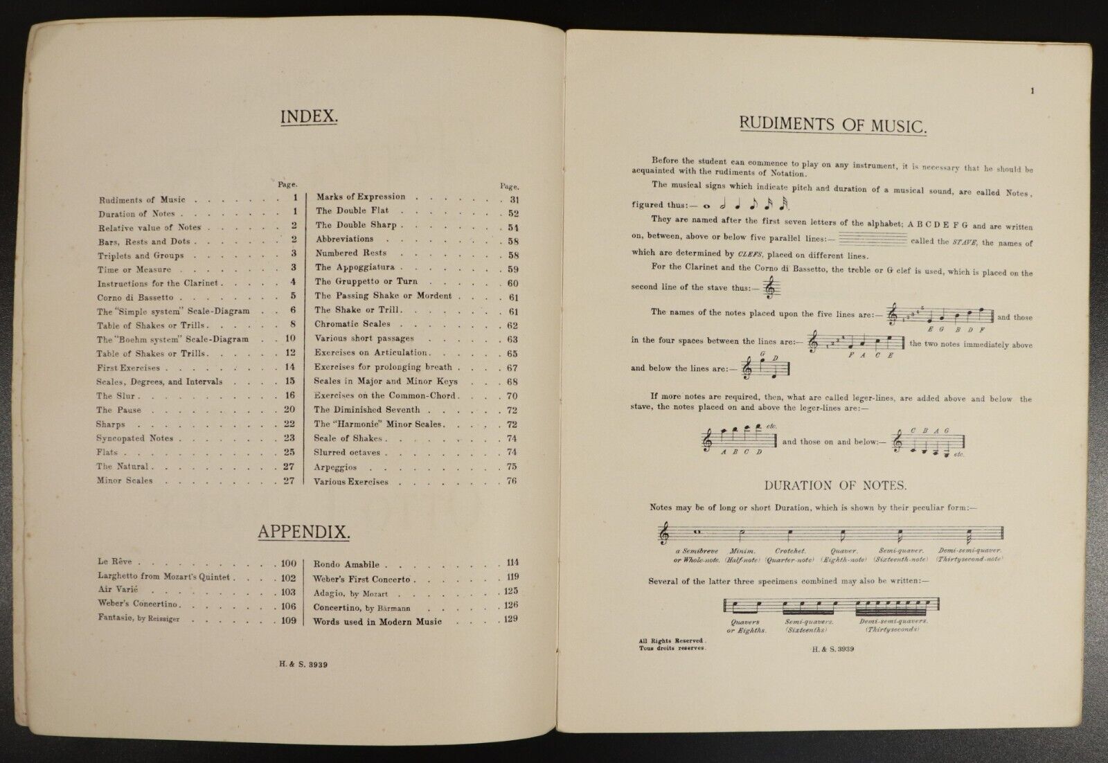 c1895 Practical Tutor For The Clarinet Antique Classical Music Reference Book