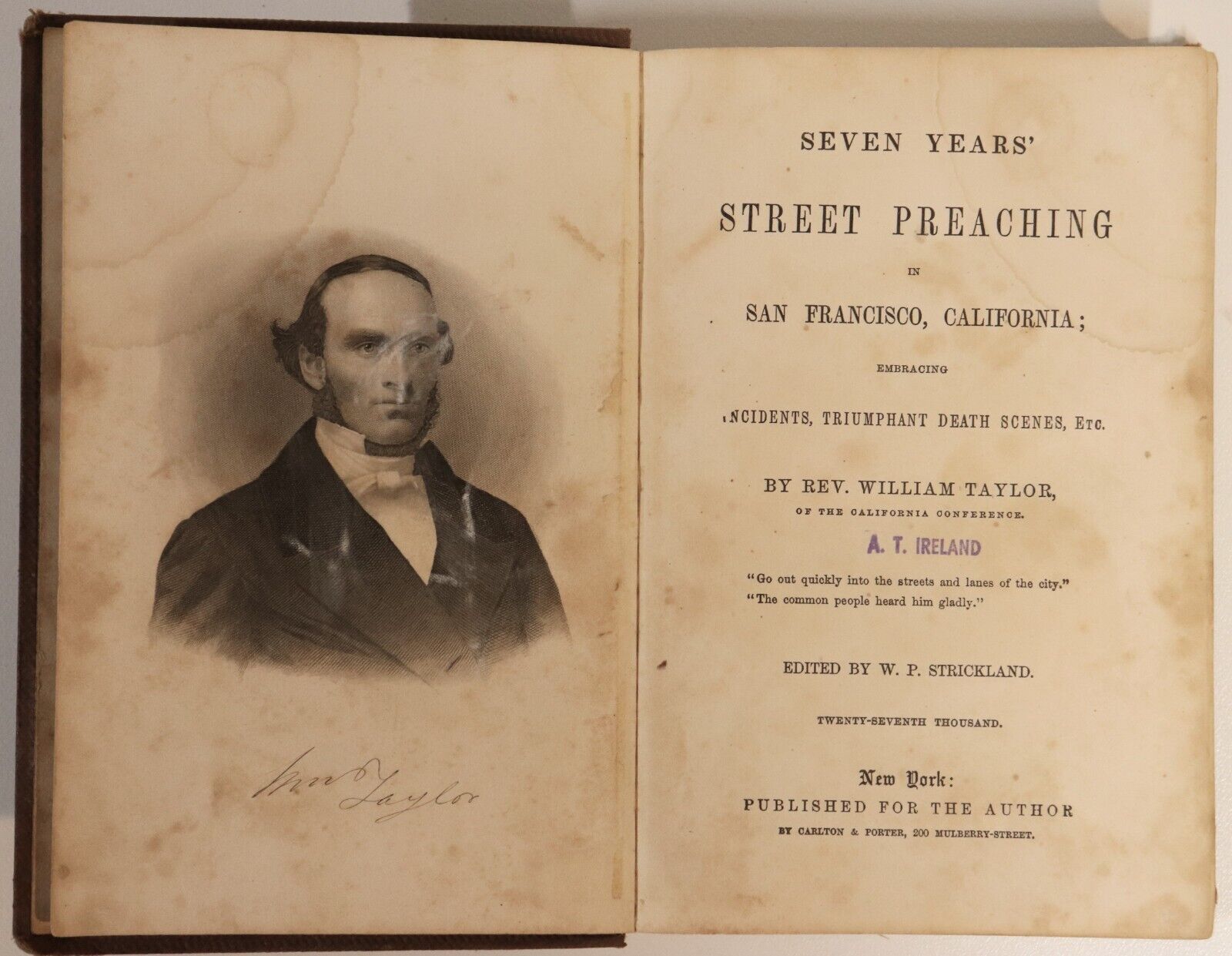 1856 Seven Years Street Preaching In San Francisco Antique Theology Book - 0